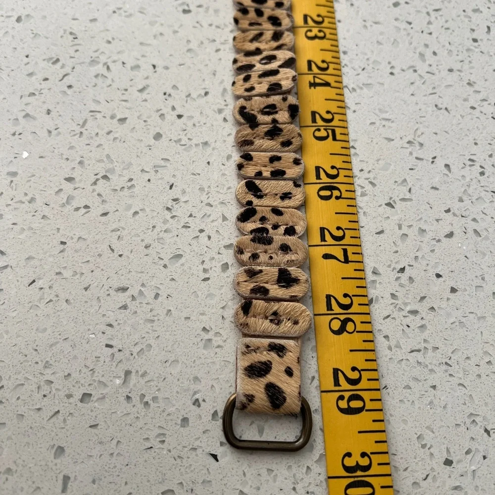 EUC Leopard Print Calfskin Elastic Belt Tan & Black OS